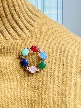 Vintage Mid Century Scarab Brooch Pin